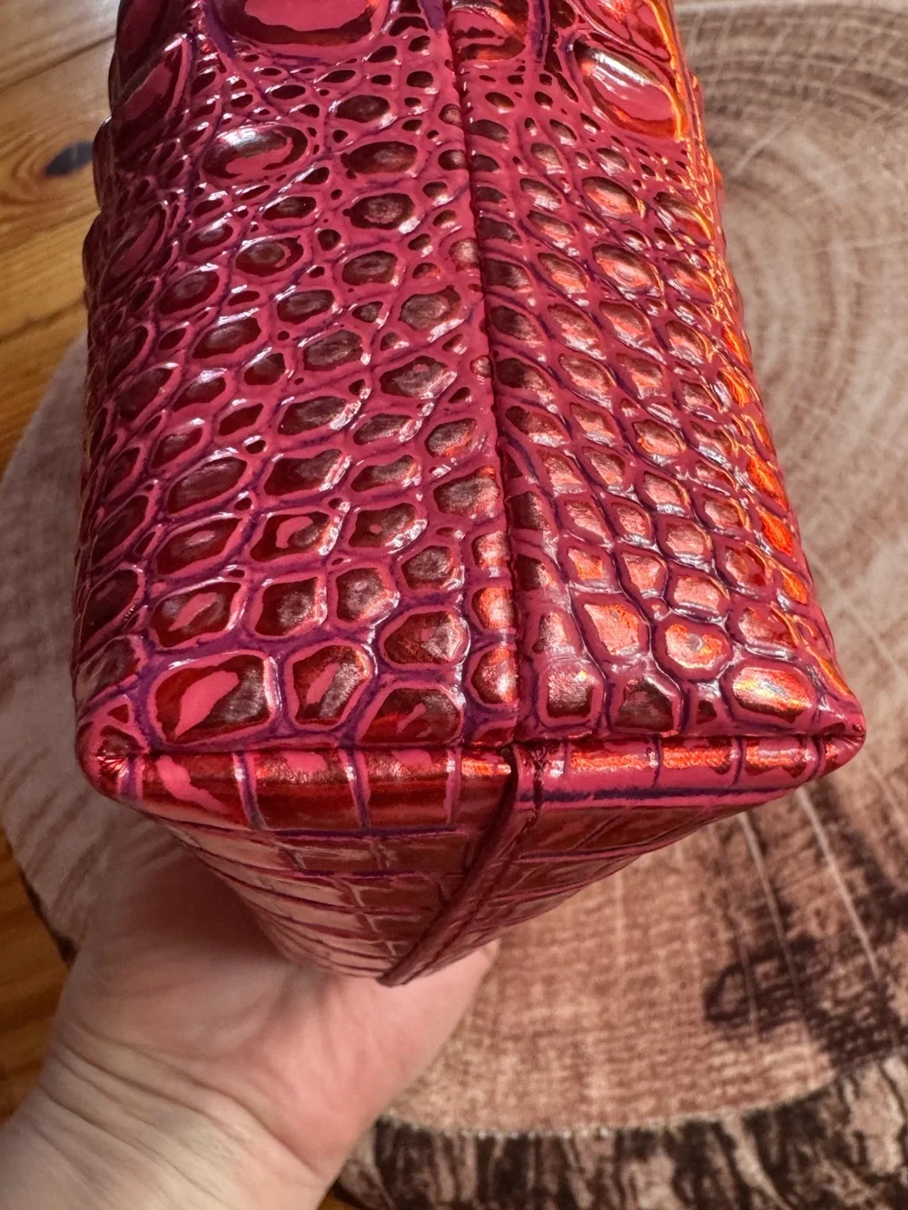 NWT Brahmin Red Dragon Lorelai - Croc-Embossed Mini Top-Handle Bag
